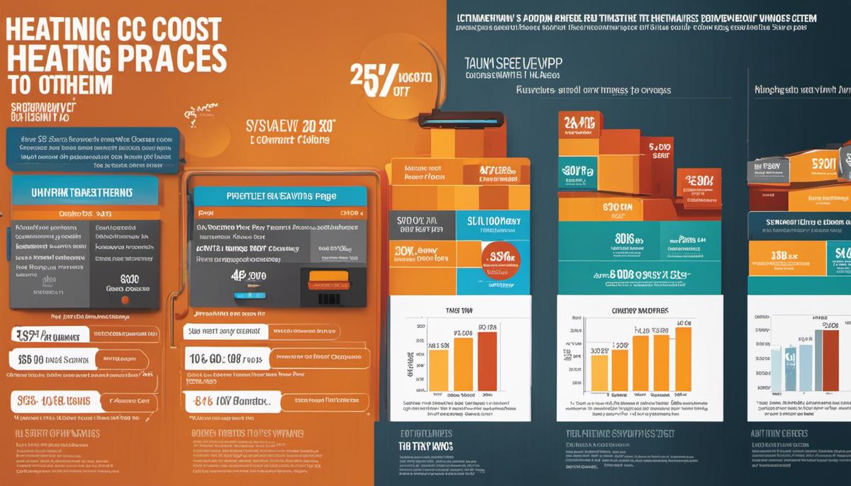 An image showing a comparison of heating costs between furnaces and heat pumps, with a bar graph displaying the different costs and savings associated with each type of heating system.