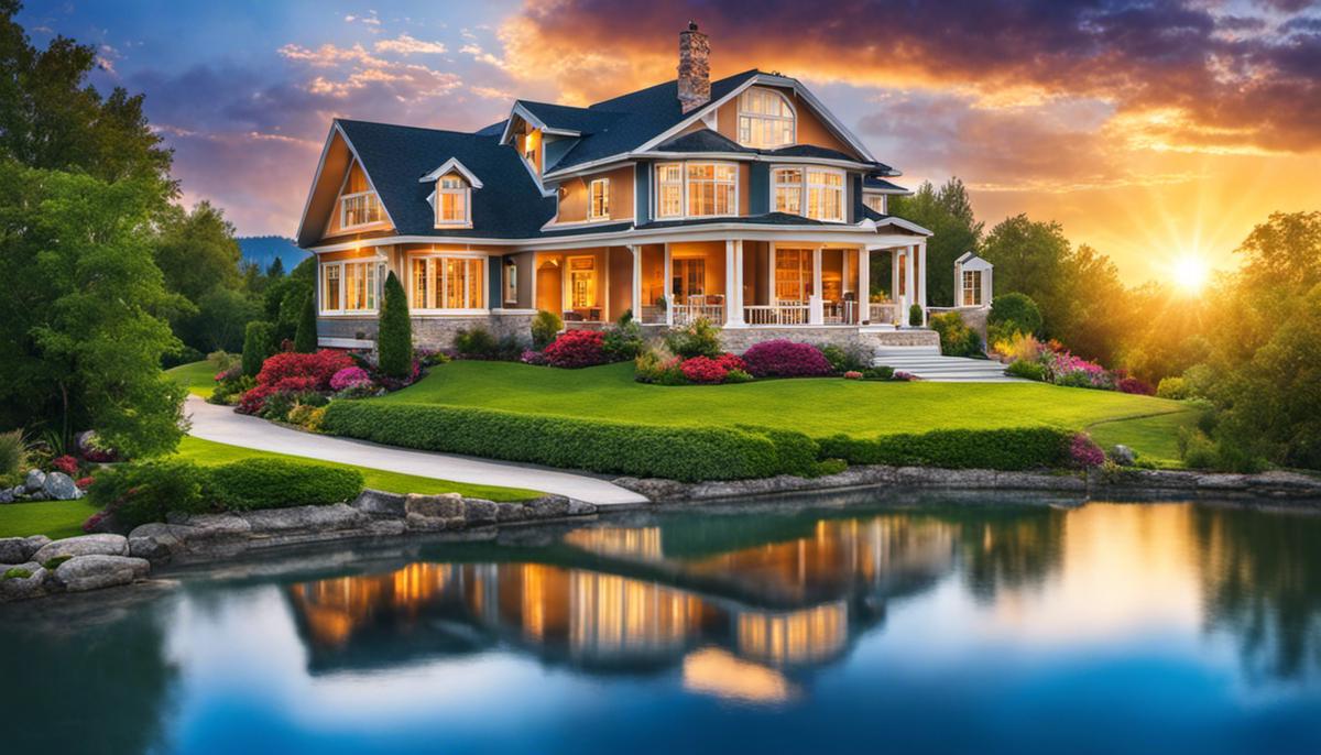 A vibrant image showing a house surrounded by a beautiful landscape, representing the connection between real estate and lifestyle.